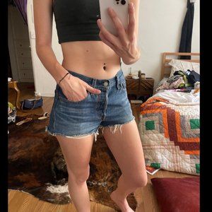 Levis Cut Off Shorts 501s Blue size 26 denim Shorts mid rise button fly